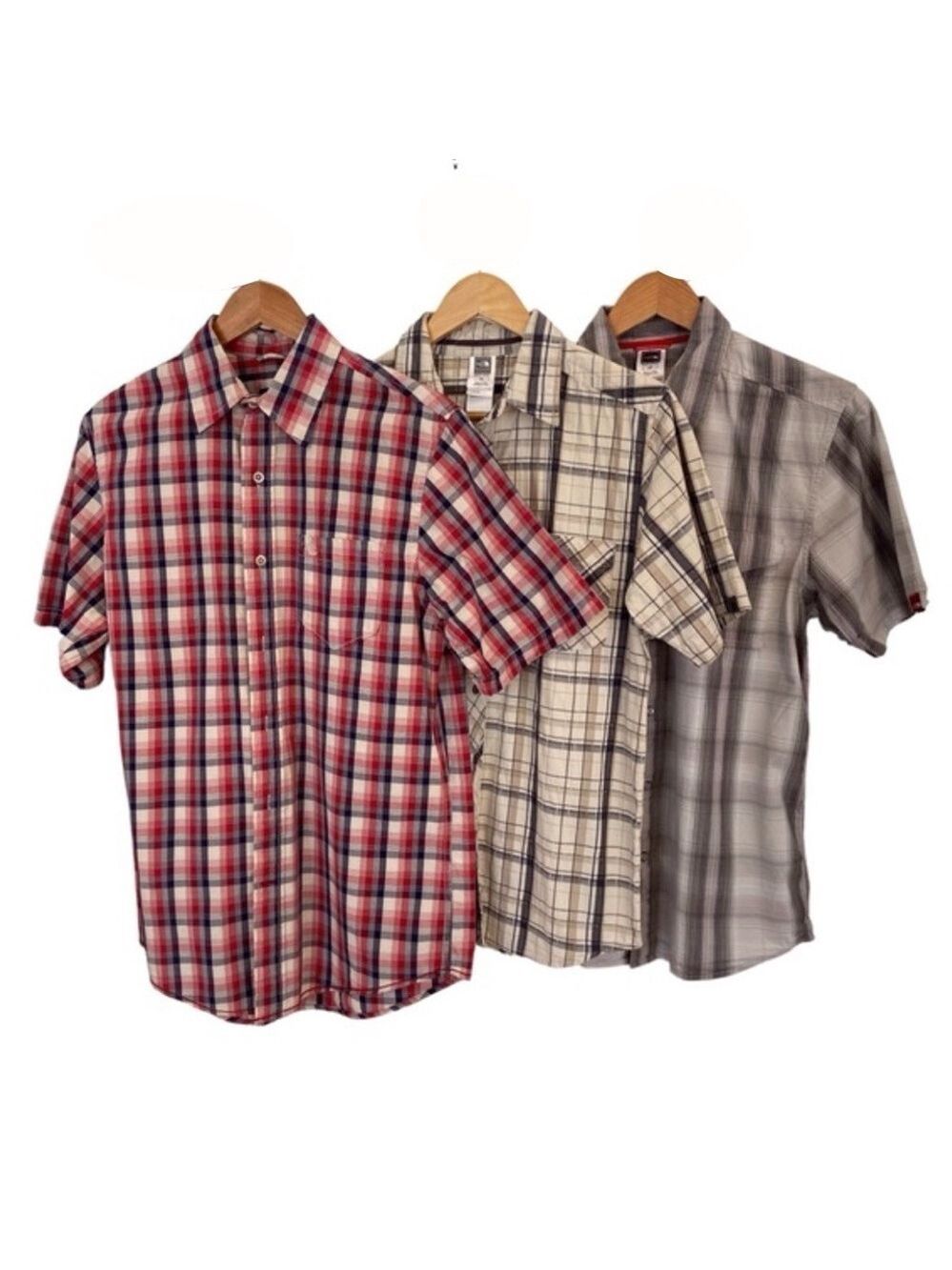 Men Timberland The North Face bundle of 3 button down shirts short sleeves small